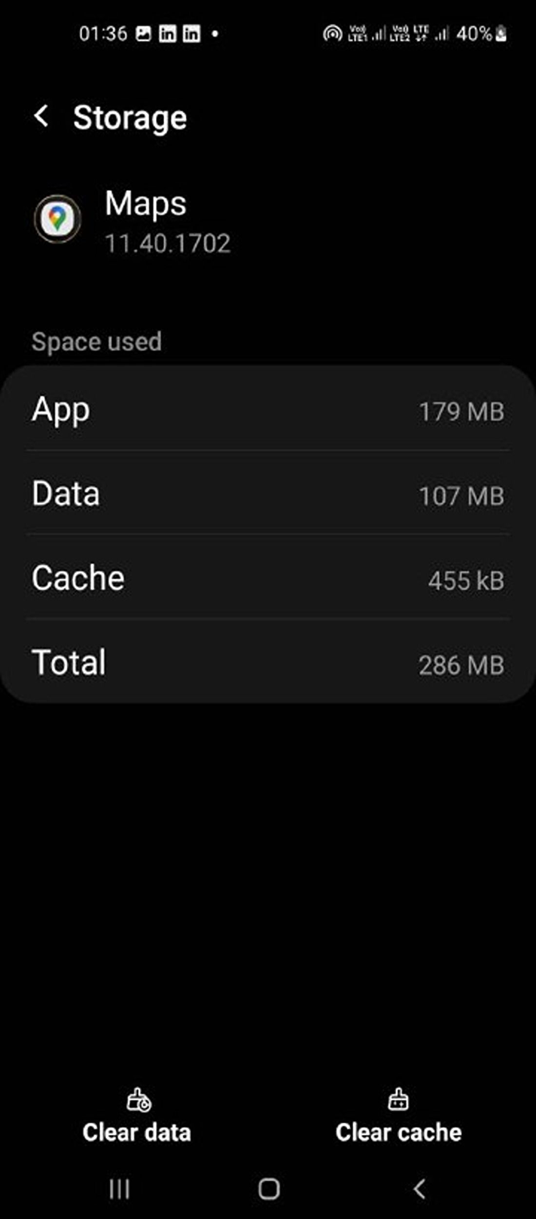 Очистка кеша в приложении Maps