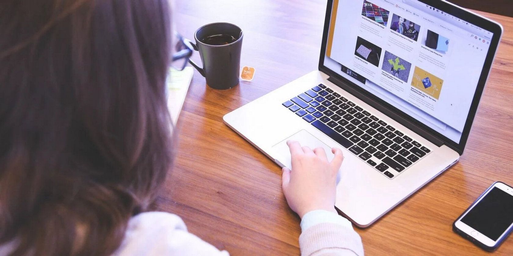 Woman working on a laptop