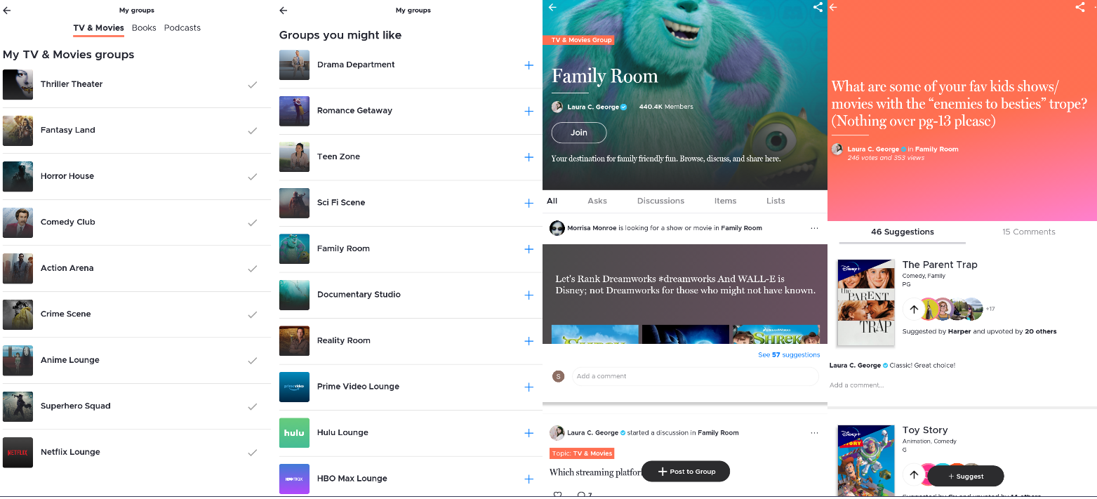Группы и обсуждения в Likewise