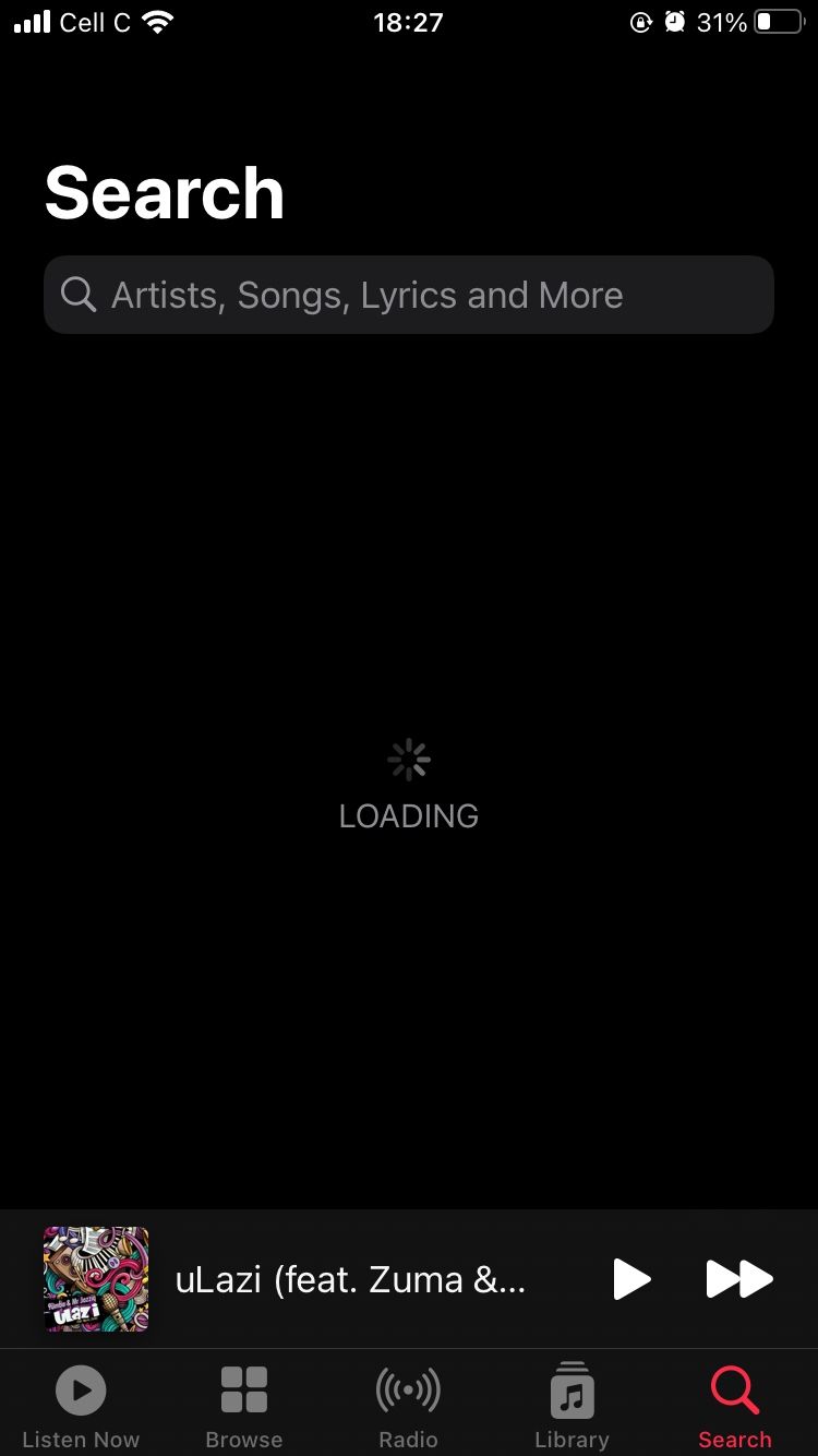 Мобильный экран поиска в Apple Music