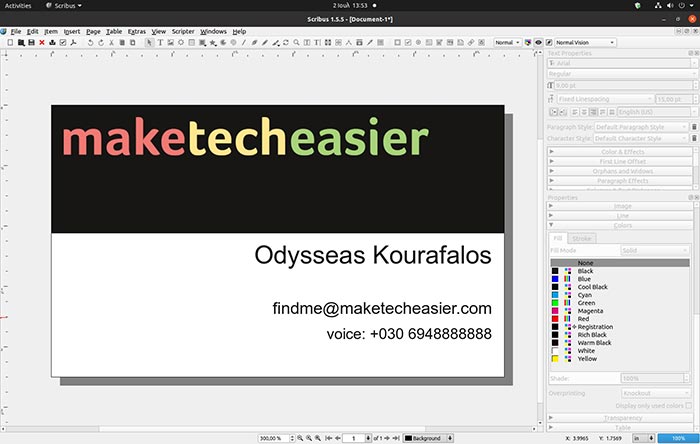 Make Business Card With Scribus Preview Results