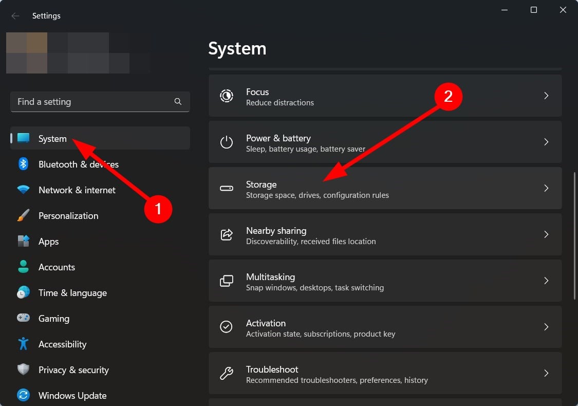 Система — Параметры хранения в Windows