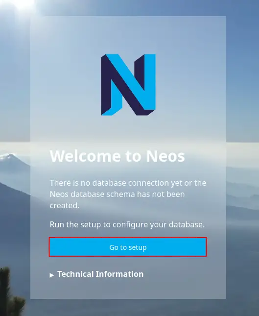 Neos интерфейс: страница приветствия и настройки