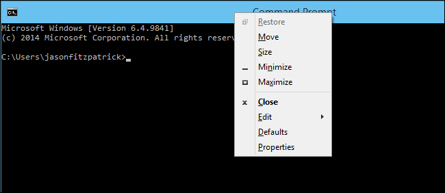Свойства окна командной строки