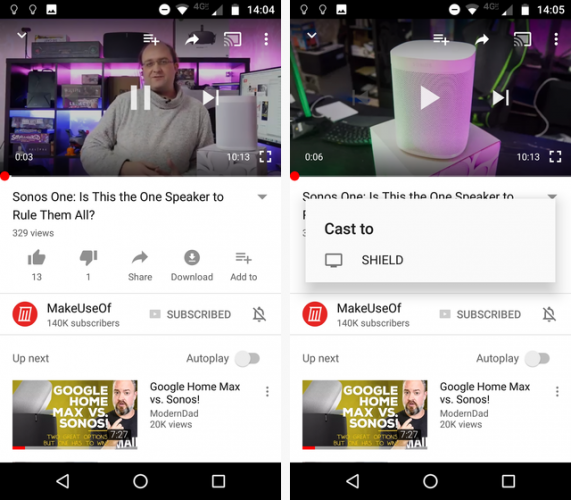 Значок Cast в приложении