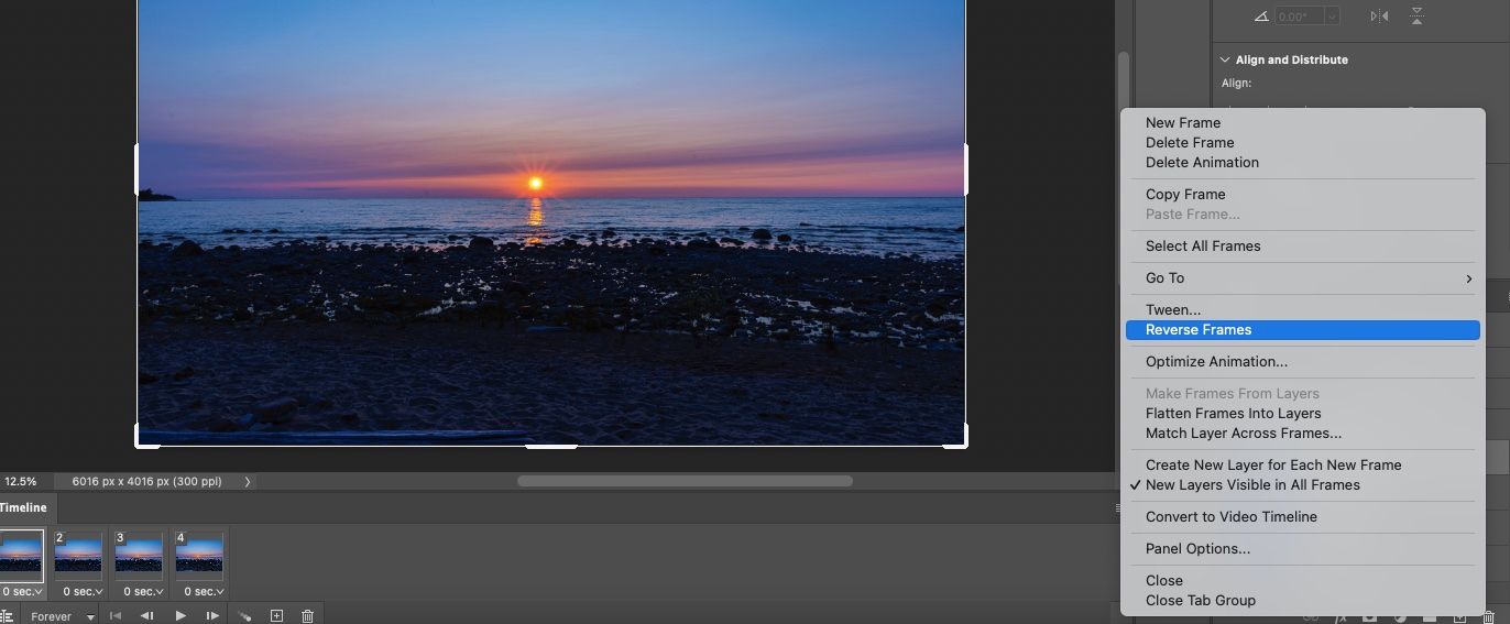 Обратить порядок кадров
