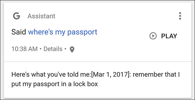 Google Home возвращает ранее сохранённую заметку голосом