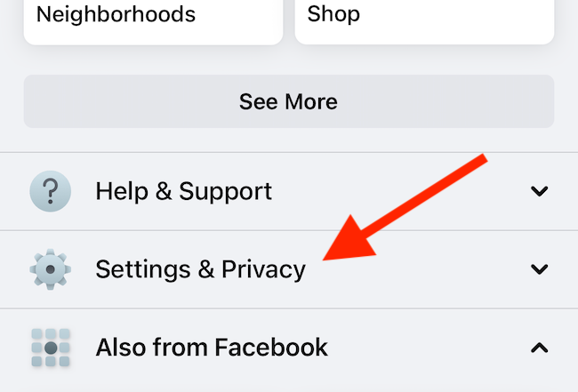 Выберите «Настройки и конфиденциальность»