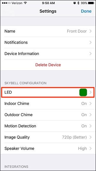 Параметры: выключить светодиод и уровни яркости Low/Medium/High