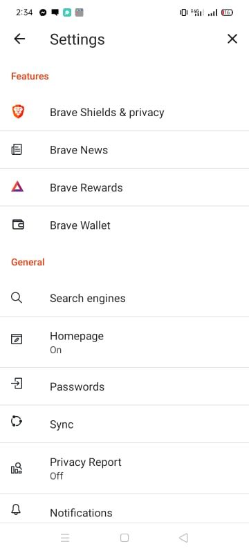 Brave Shields и параметры конфиденциальности на Android