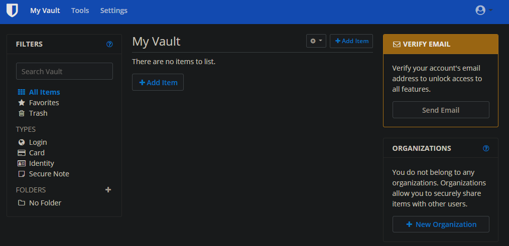 Bitwarden My Vault