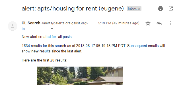 Уведомления о новых объявлениях на Craigslist