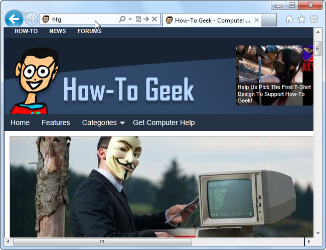 Открытие страницы по имени избранного в Internet Explorer