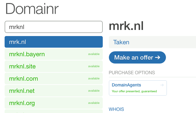 Выбор домена и проверка доступности