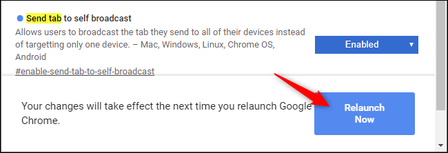 Перезапуск Chrome после включения флага