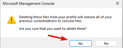Диалог подтверждения удаления файлов истории Служб