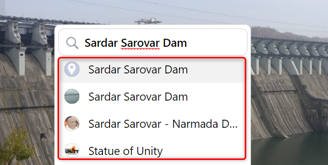 Выбор человека, группы или страницы для отметки в фото
