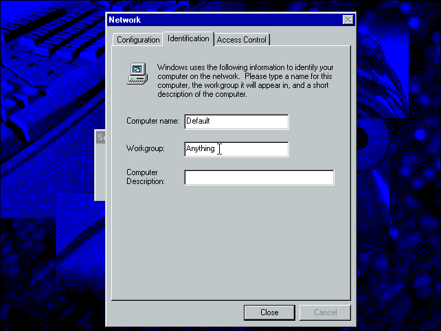 Окно задания рабочего окружения и имени рабочей группы