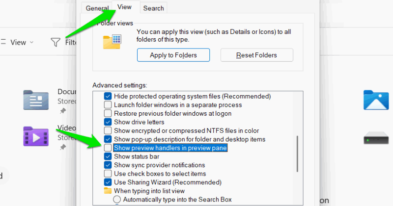 Отключение обработчиков предпросмотра в параметрах Проводника