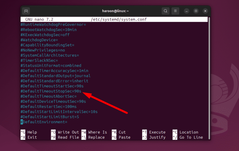 Просмотр файла конфигурации systemd в терминале
