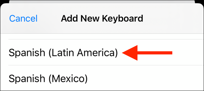 Выберите язык для добавления в список клавиатур