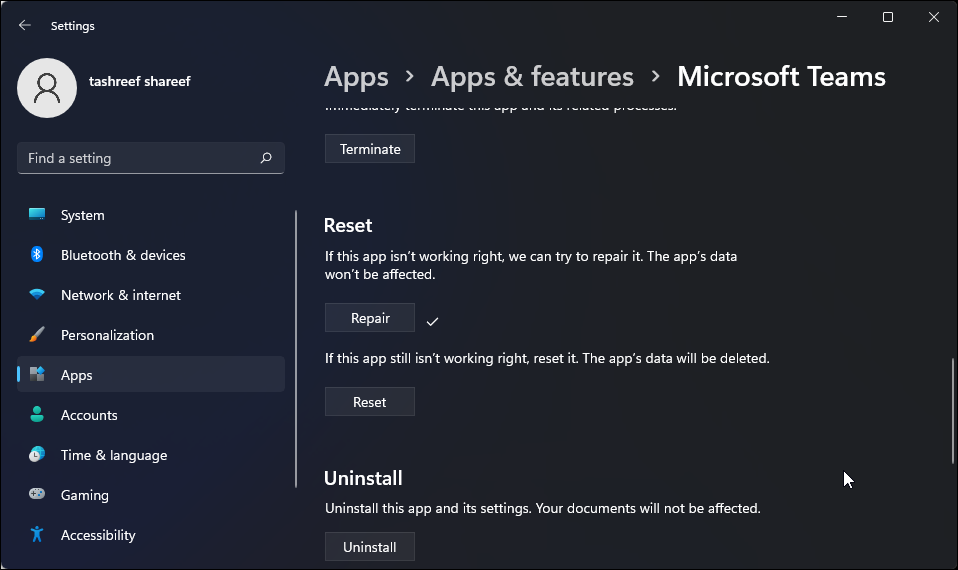 Дополнительные параметры приложения Microsoft Teams