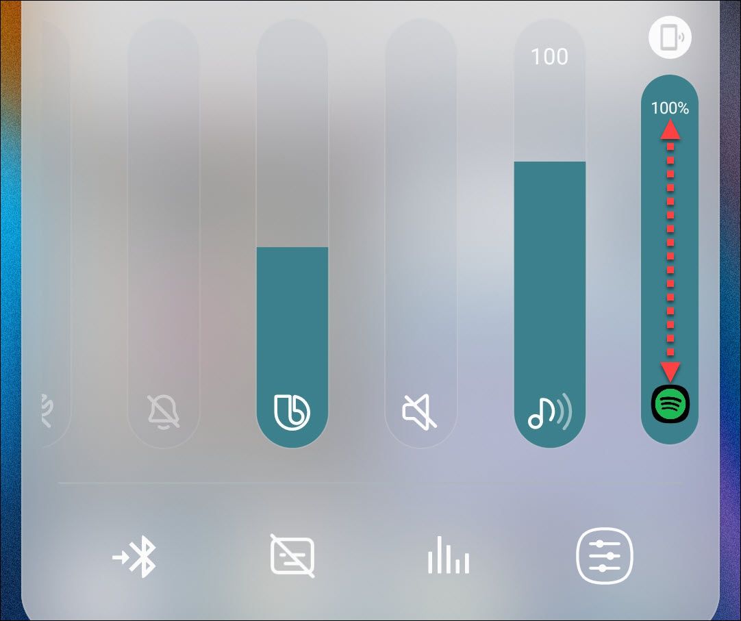 Перемещайте ползунок для отдельного приложения.