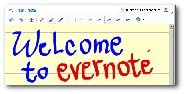 Пример рукописной заметки (ink note) в Evernote