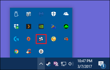 Панель скрытых значков системного трея