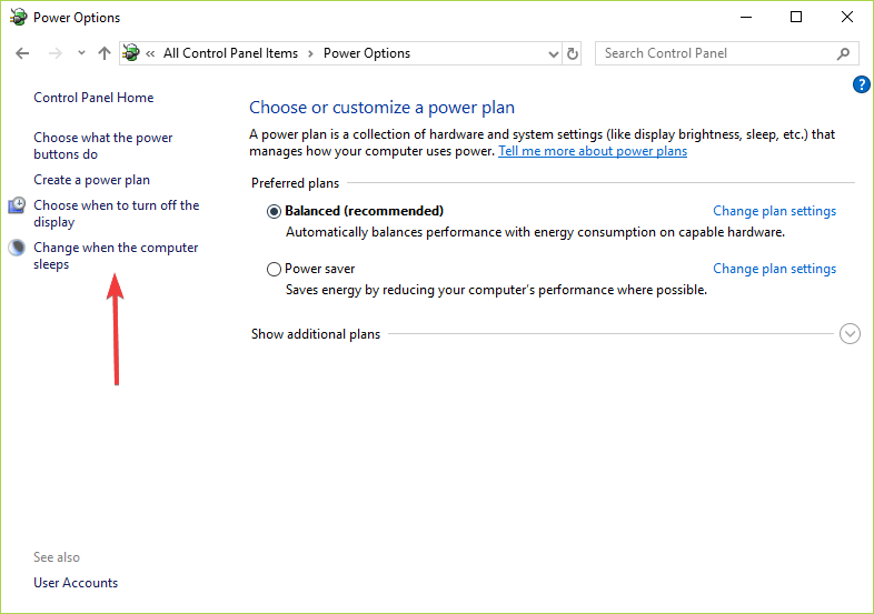 Параметры 'Изменение времени перехода в спящий режим'