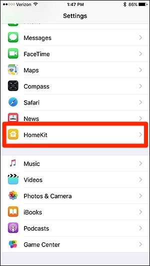 Удаление существующей конфигурации HomeKit в iOS