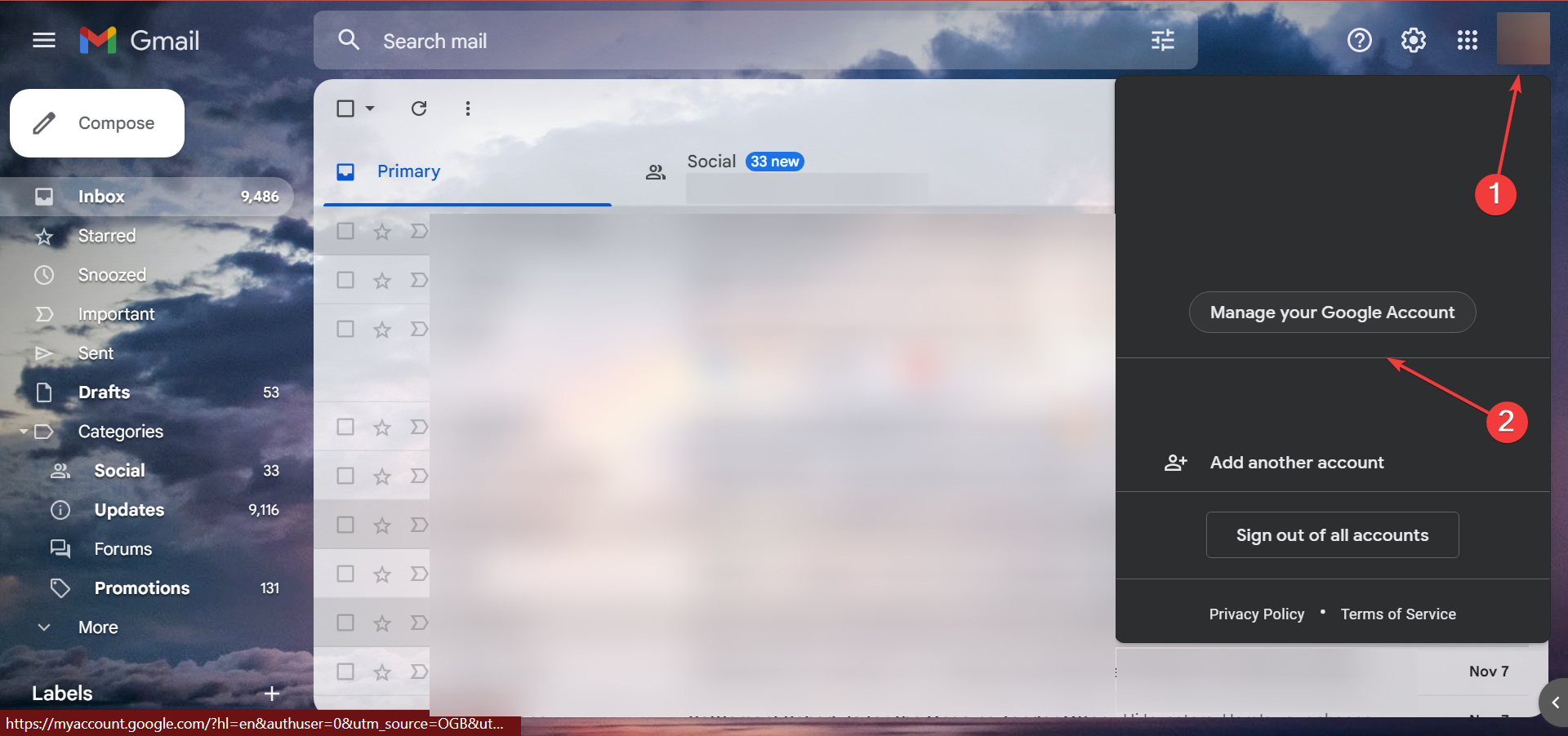 Настройки аккаунта Google