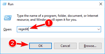 Запуск редактора реестра regedit