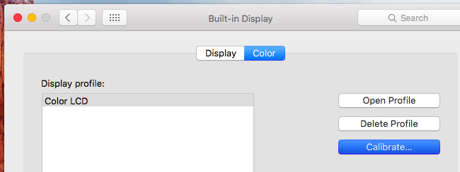 Ассистент калибровки дисплея в macOS с регулировками гаммы