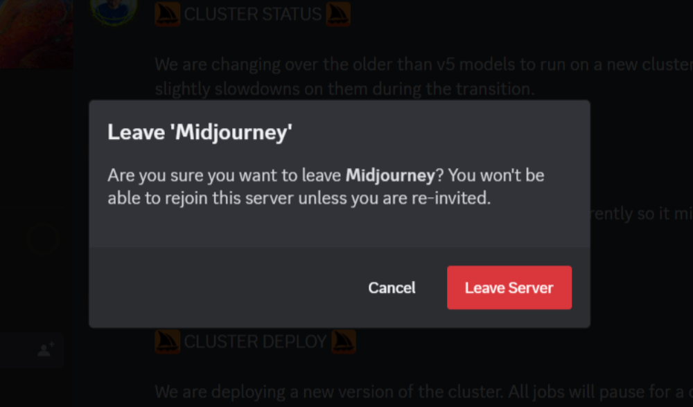 Leave Midjourney