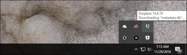 Иконка Dropbox в системном трее
