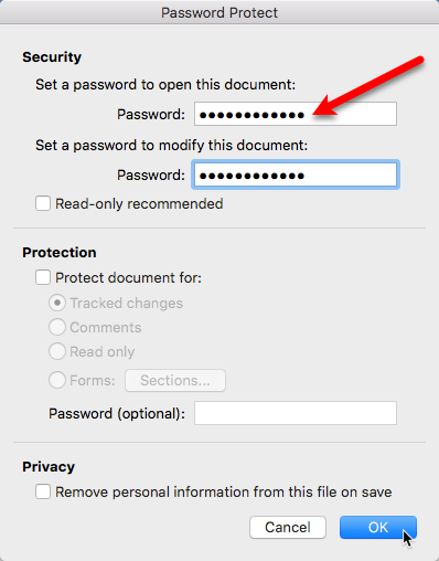 Настройки защиты Word