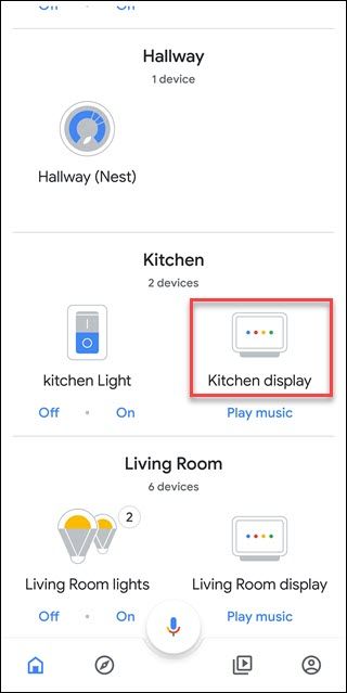 Опция Kitchen Display в приложении Google Home