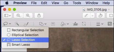 Инструмент Lasso Selection в меню