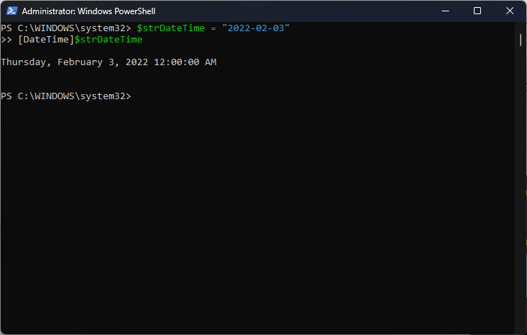 Иллюстрация TryParse в PowerShell
