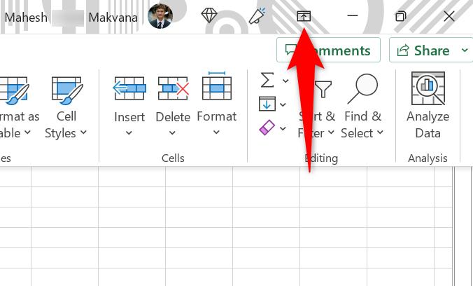 Choose the up-arrow icon at the top-right corner.