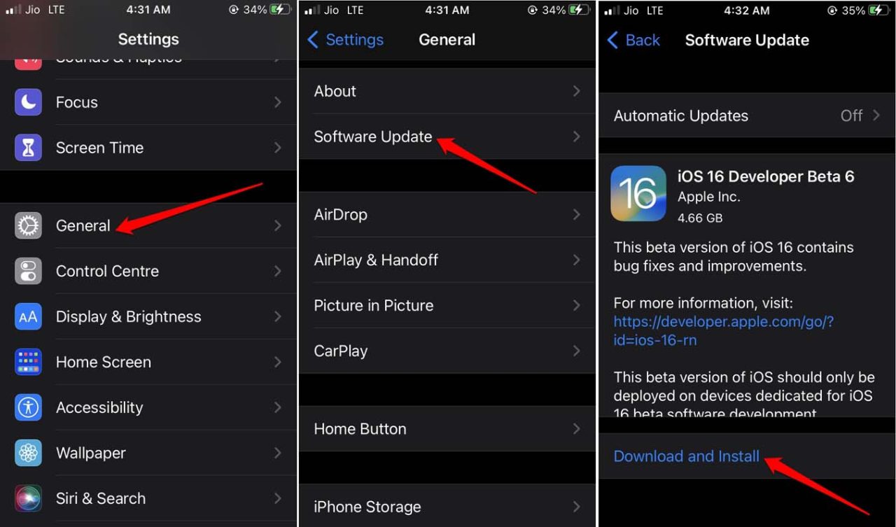 Экран установки iOS 16