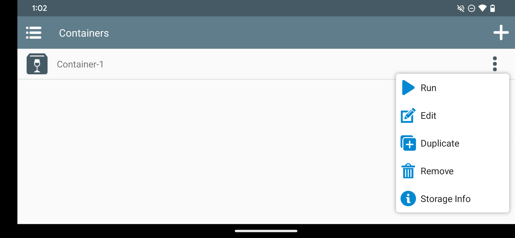 Опция запуска контейнера в Winlator