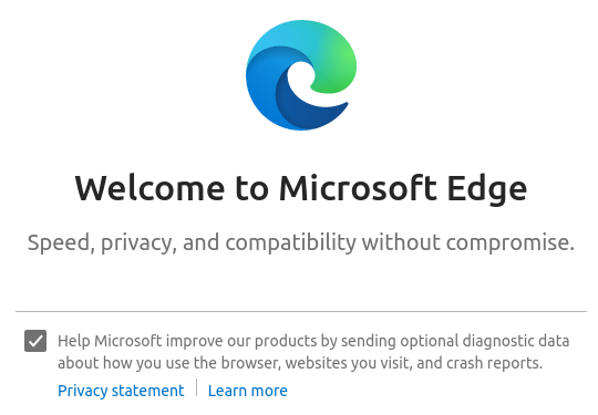 Microsoft Edge запущен в Ubuntu