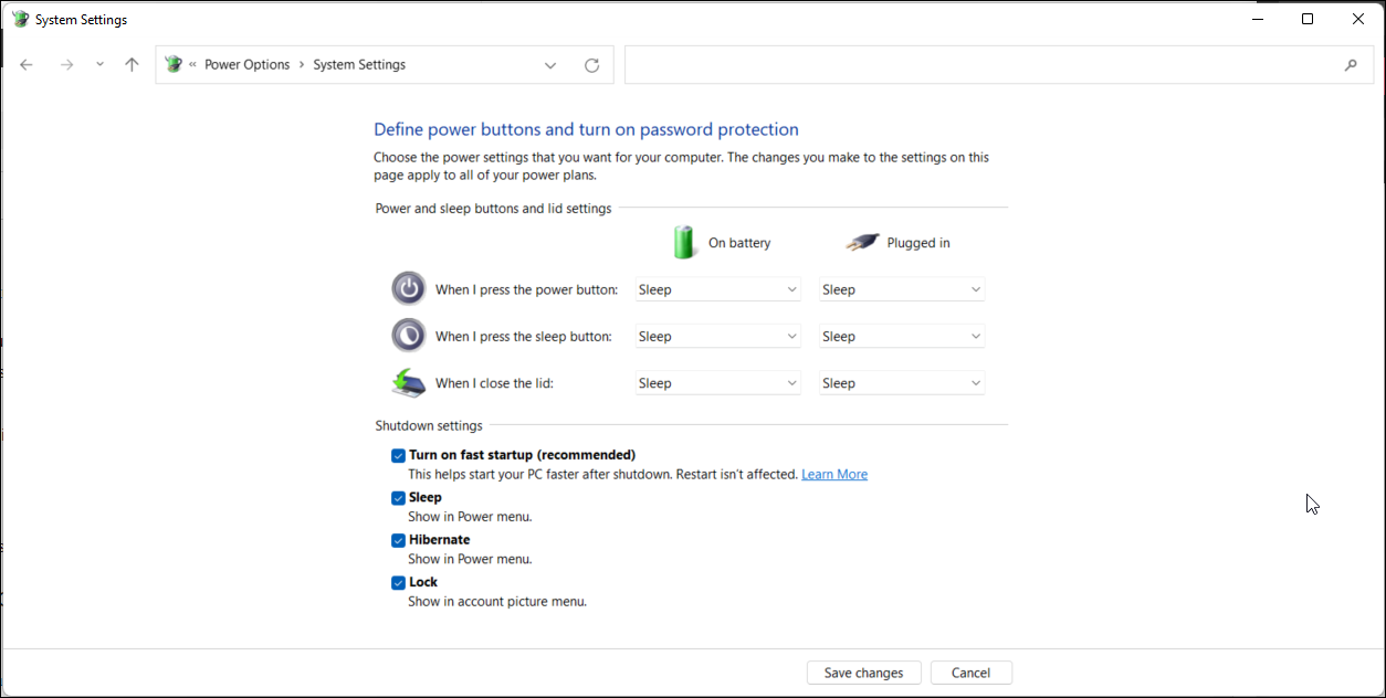 Отключение быстрого запуска в Windows 11