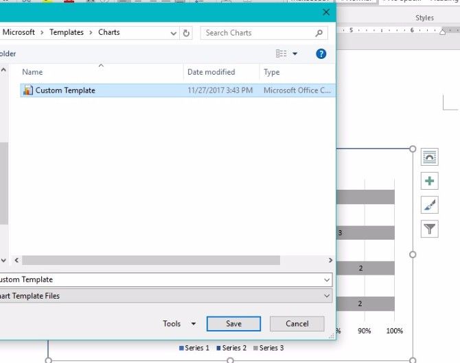 Сохранение шаблона диаграммы