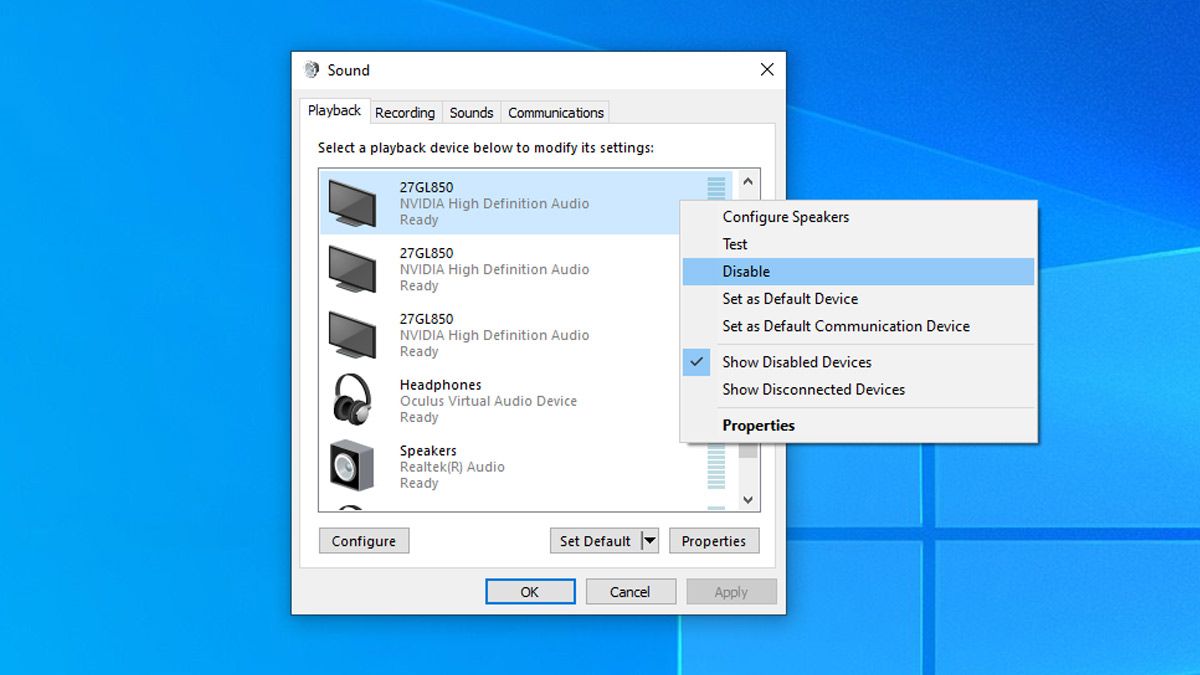 Список аудиоустройств с монитором