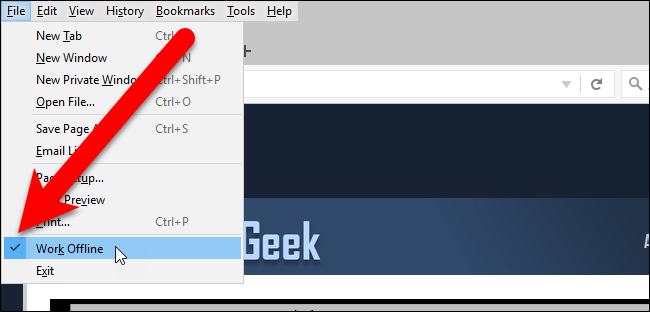 Опция «Работать в автономном режиме» включена