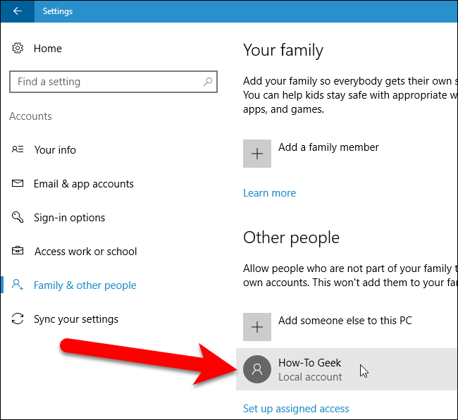Выбор учётной записи для удаления