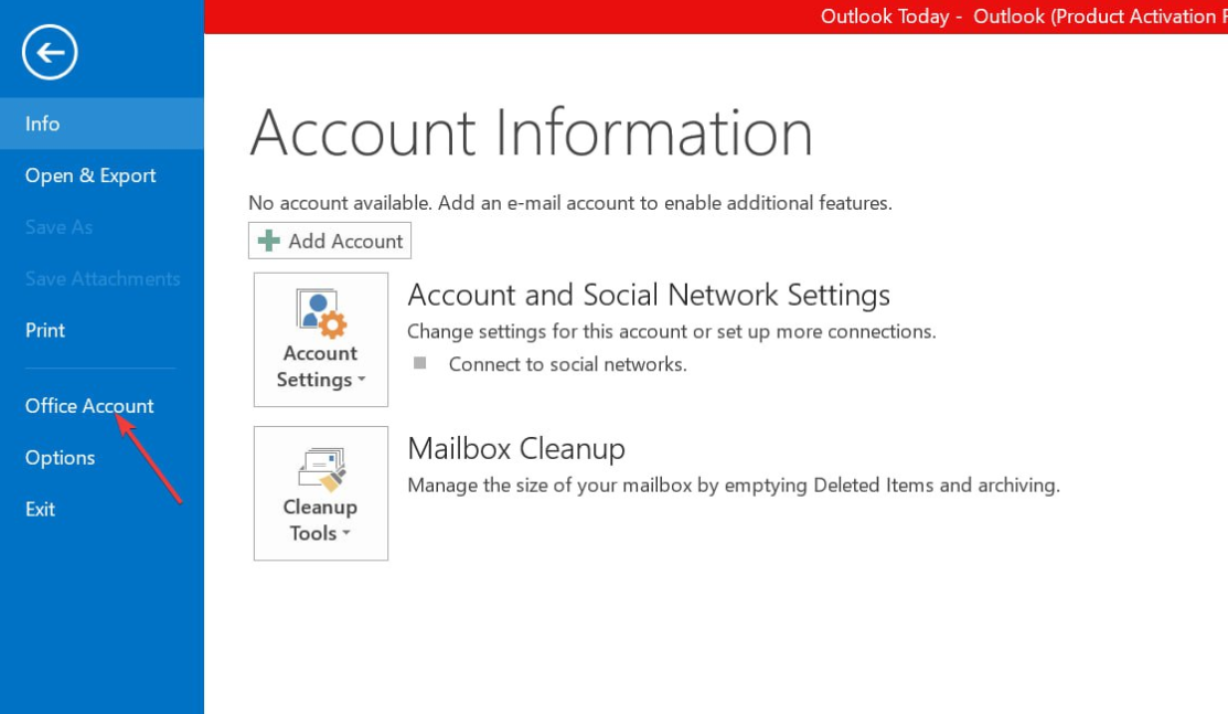 Обновления Office в учётной записи Office